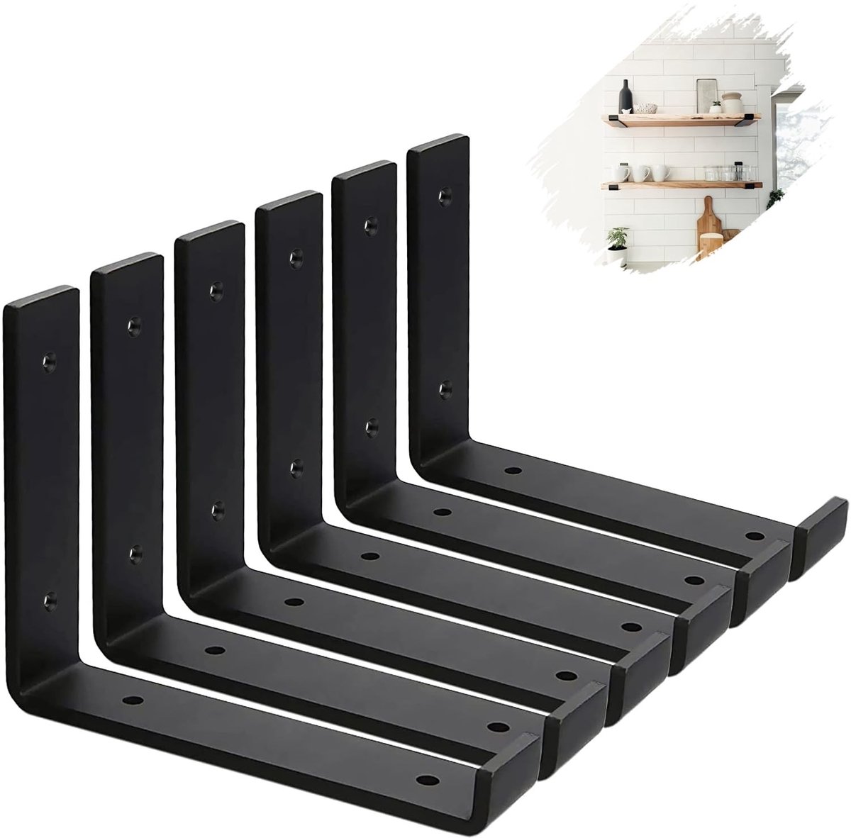 Omgoods - Set van 6 Stalen Plankdragers voor Industriële Steun