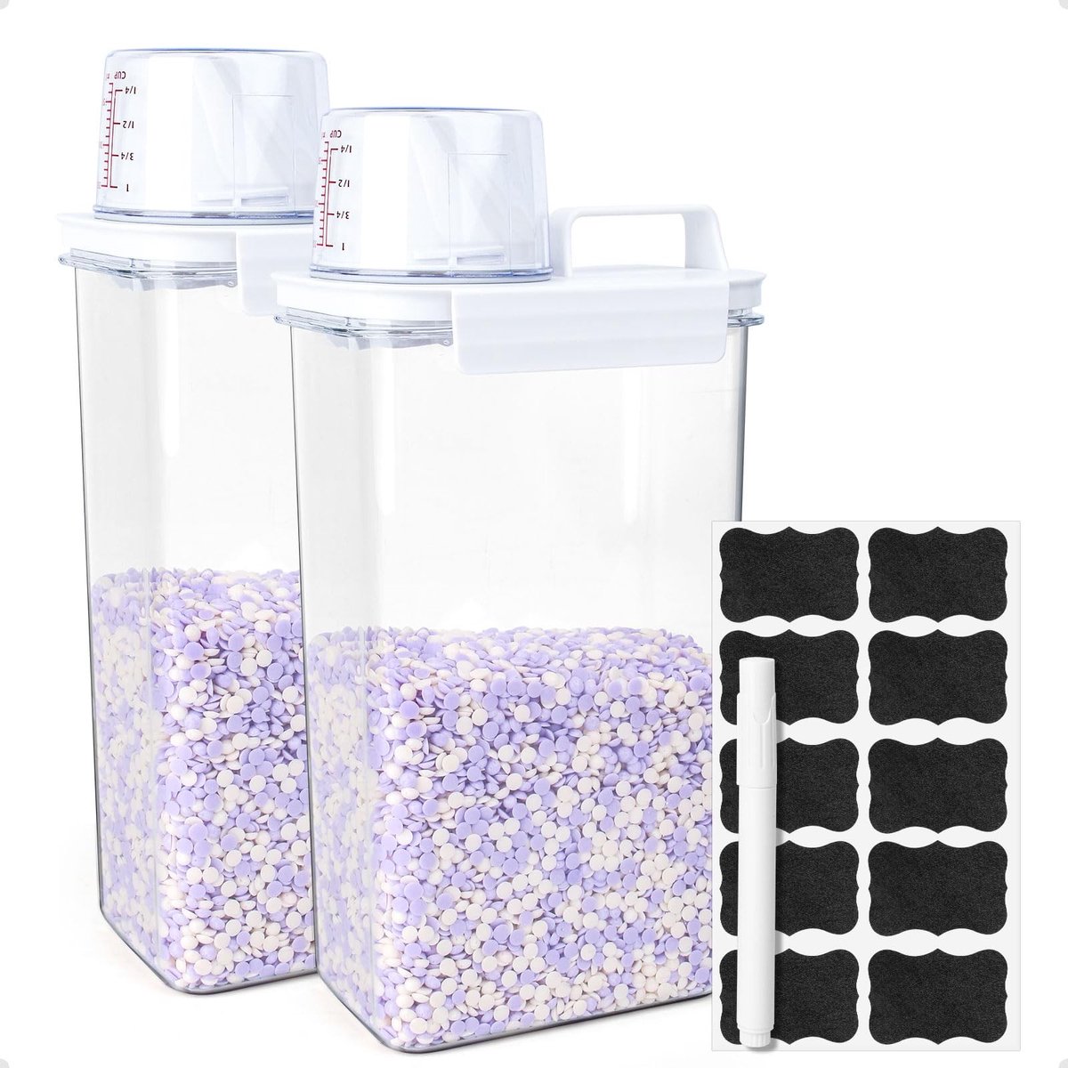 Omgoods - Set van 2 Airtight Dispenser voor Wasmiddel met Maatbeker