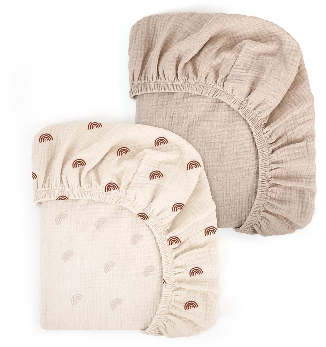 Omgoods - Set van 2 Muslin Katoenen Fitted Sheets voor Babybedjes