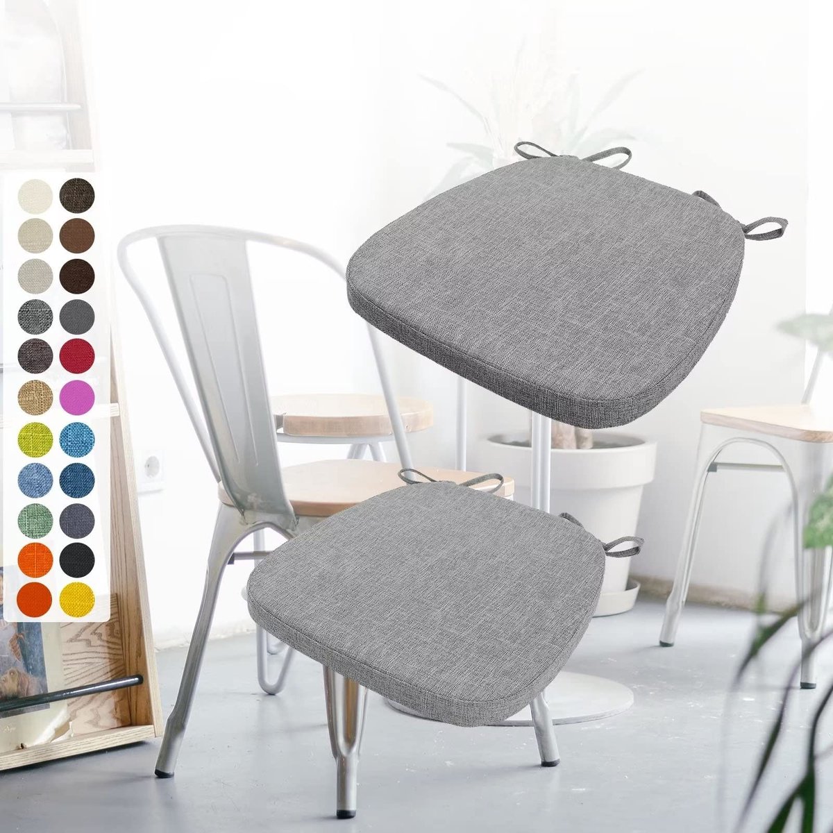 Omgoods - Set van 2 Stoelkussens 40 x 38 x 5 cm met Straps