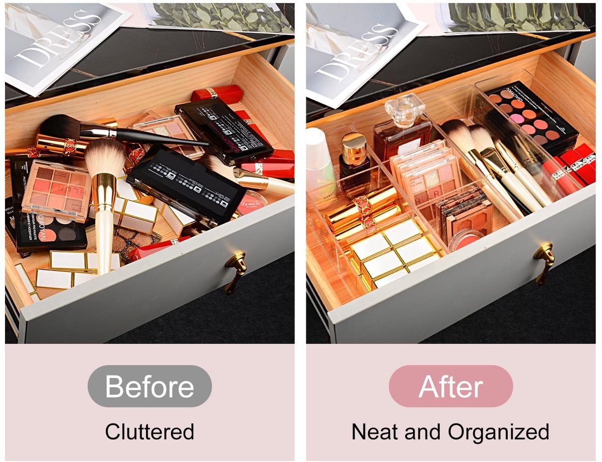 Omgoods- Lade Organizer - Acryl Make-up Organizer - 1/3 Compartimenten - Cosmetische Opslag - Sieraden Display - Compact Formaat 22,99 x 9,5 x 6 cm