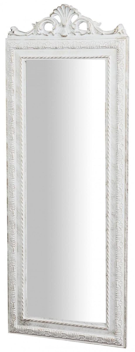 Omgoods - Wandspiegel met Antieke Witte Houten Lijst, 91 x 34 cm