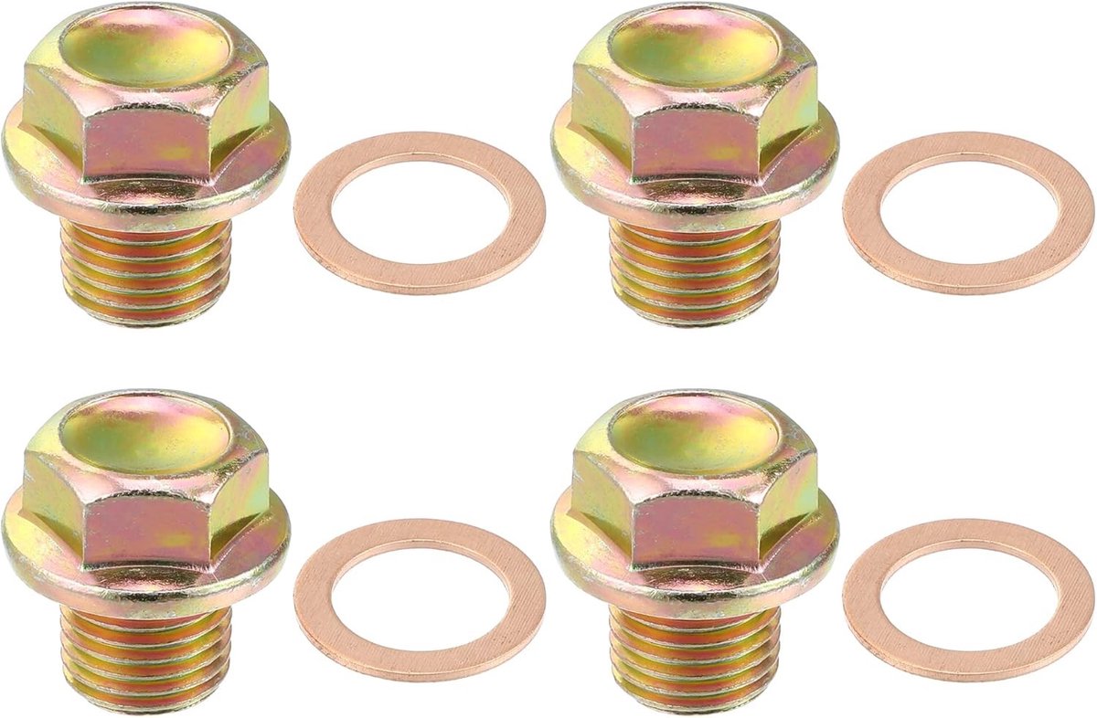 Omgoods- Afvoerplug 4 Stuks M14x1.5 - Motorolie Plug - Schroef voor Honda - Mitsubishi - Kia - Acura - Mazda - Olieaftapplug