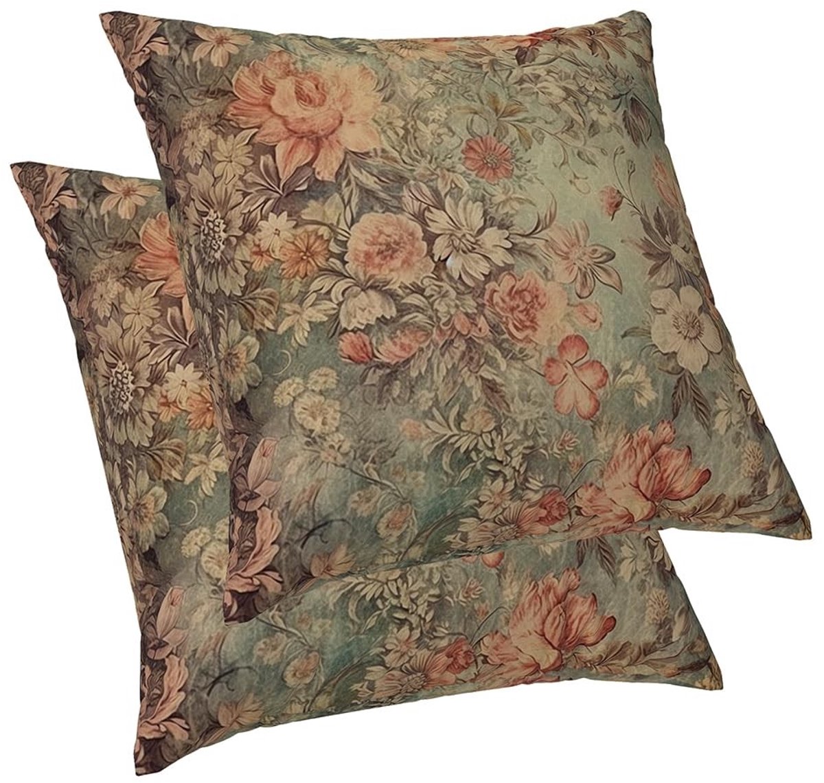 Omgoods - Set van 2 Vintage Floral Kussenhoezen 50 x 50 cm voor Sofa en Thuisdecoratie