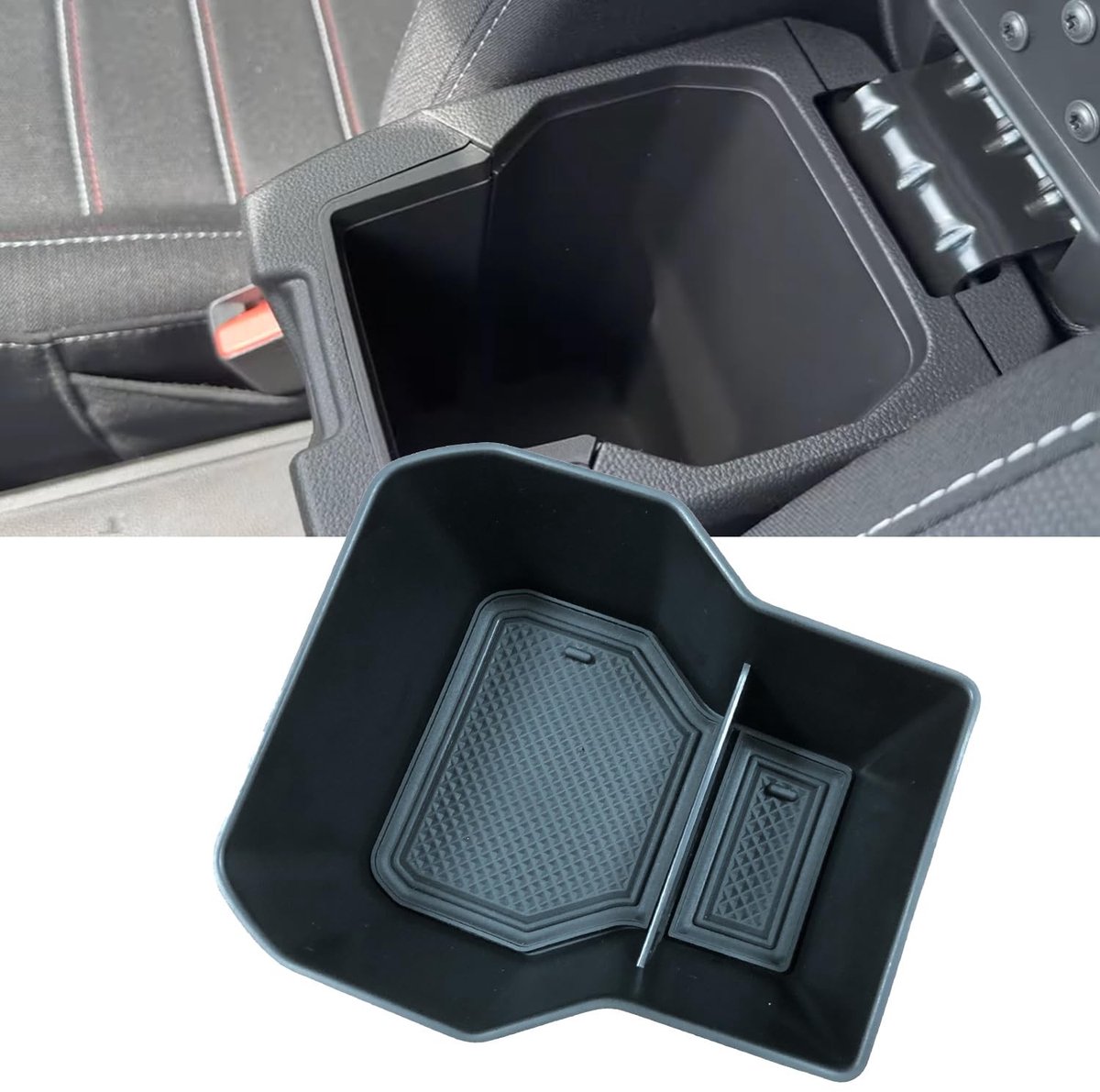 Omgoods - Organiser voor Middenconsole Auto met Antislipmat (Zwart)