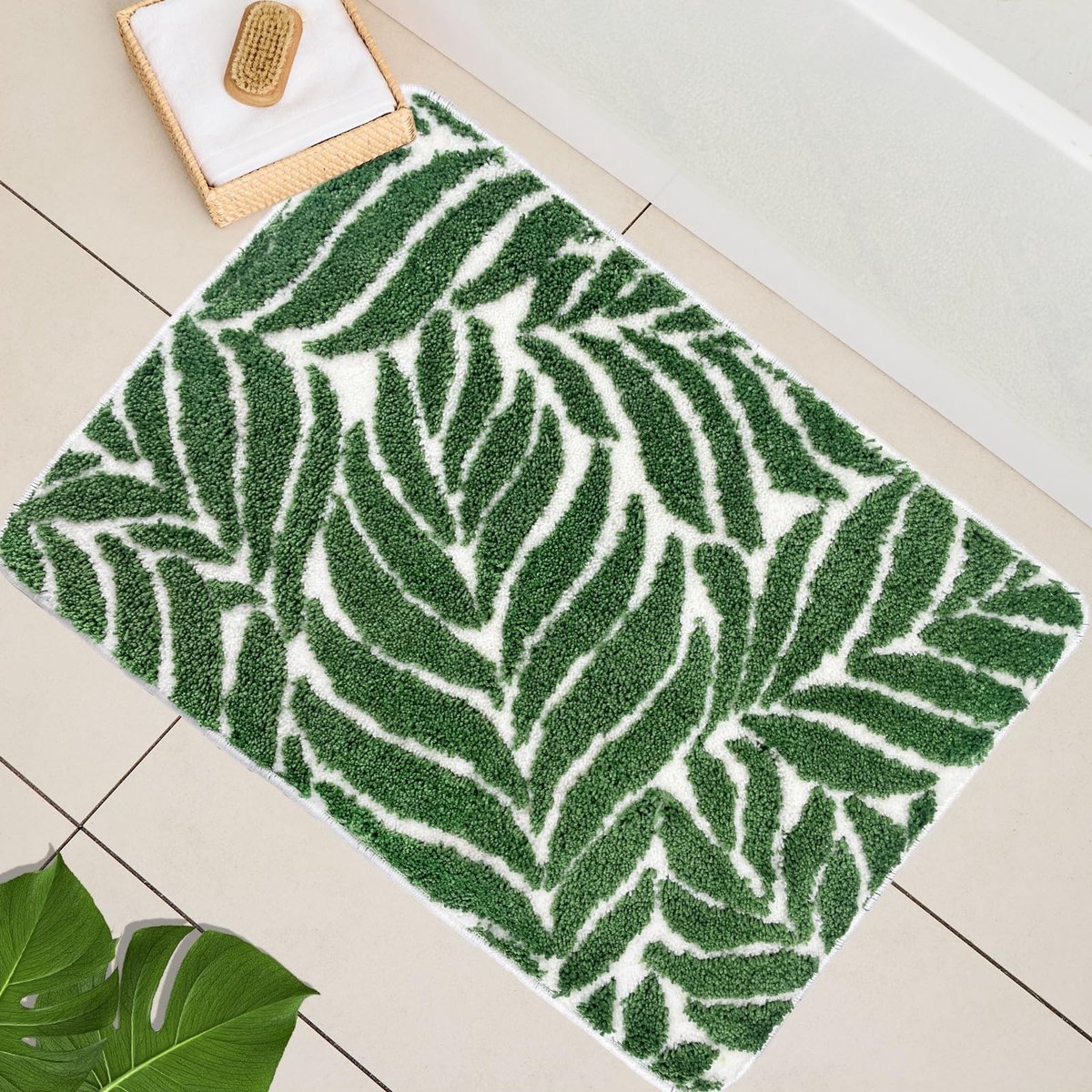 Omgoods - Badmat Groen - Donkergroene Badkamer Tapijt 45 x 65 cm