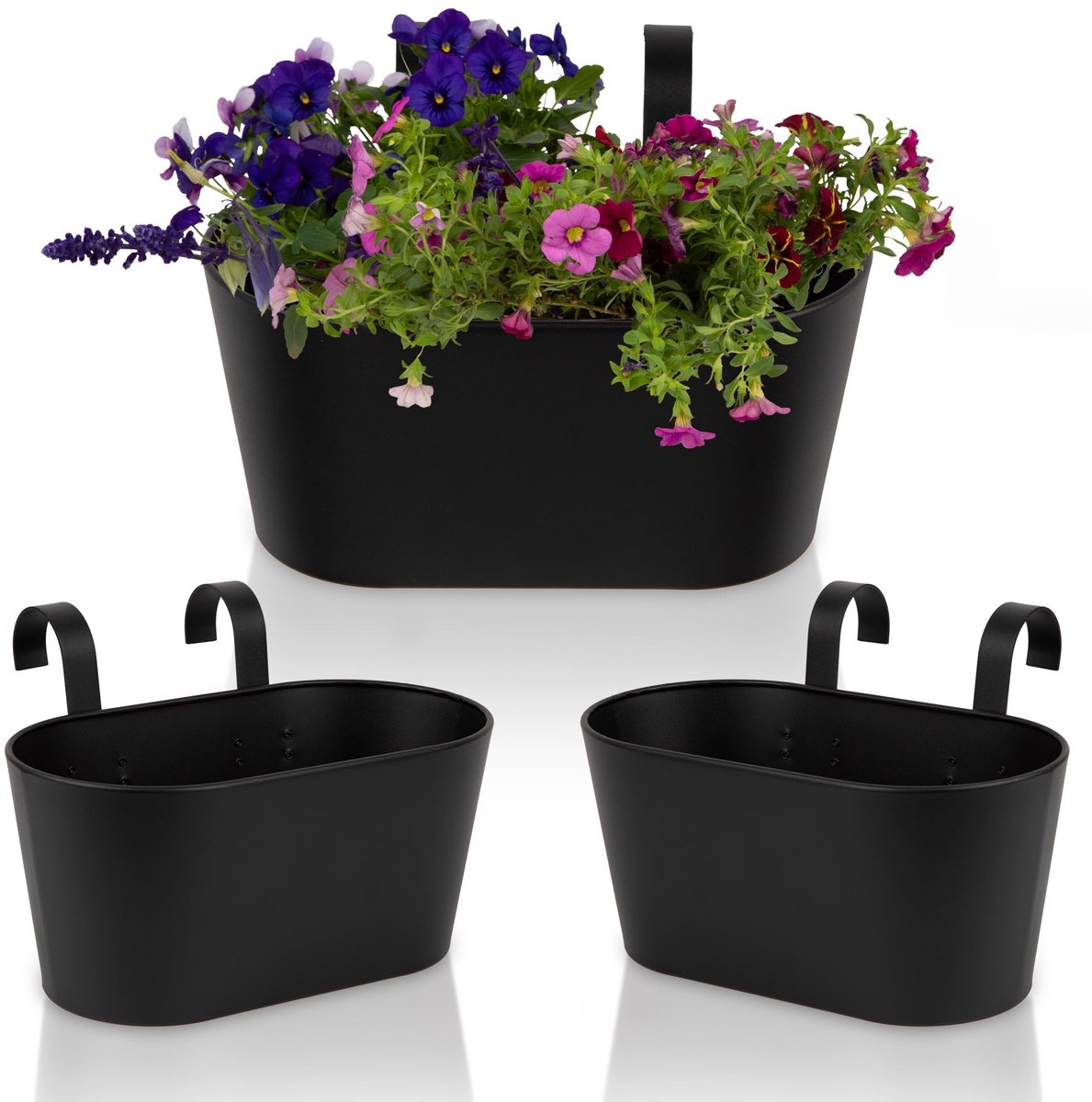 Omgoods - Set van 3 Moderne Hangende Bloempotten voor Buiten