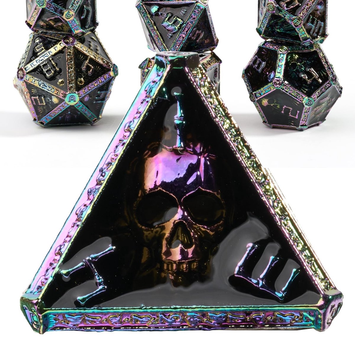 Omgoods - Set van 7 Metalen Dobbelstenen voor RPG Spellen
