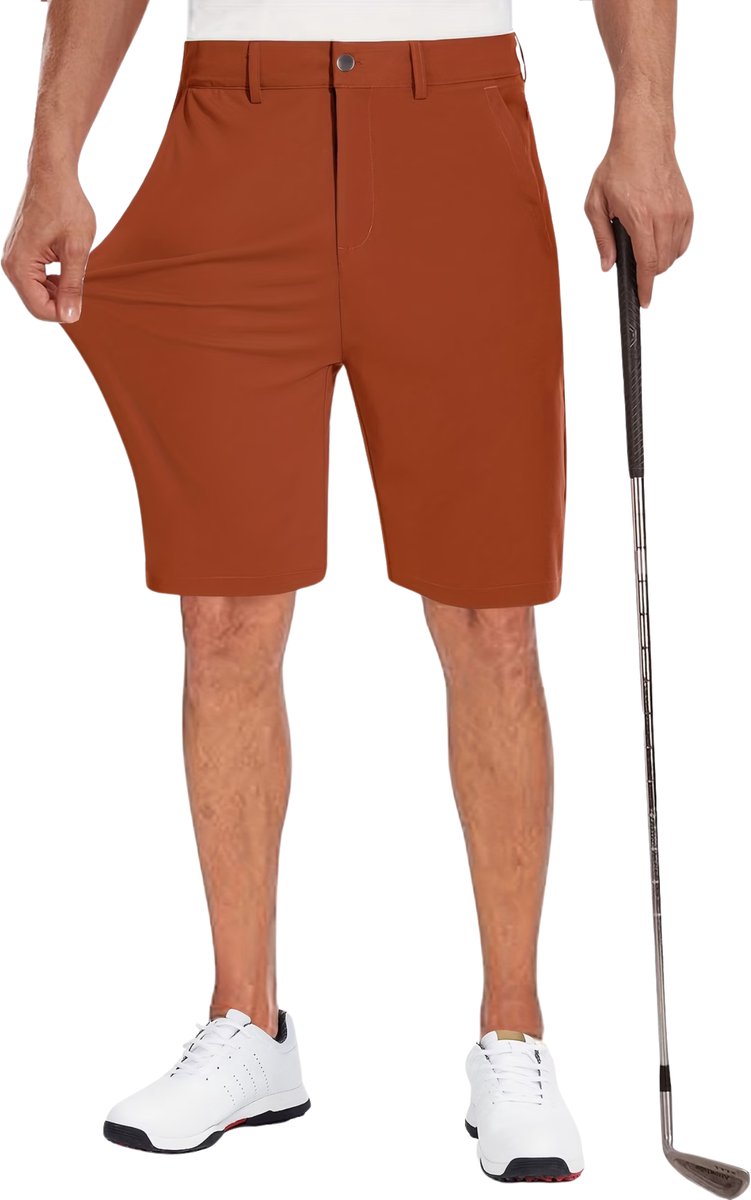 Currero Korte Broek Heren Golfbroek Spijkerbroek met Zakken Volwassenen Jongens Shorts Donkerrood