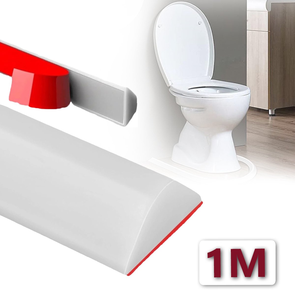 100 cm Waterdichte Strook Zelfklevend Voor Natte En Droge Scheiding - Flexibel Rubber Op Maat Te Snijden Waterdicht - Directe Vloerbescherming Voor Badkamer, Keuken En Doucheruimte - Wit