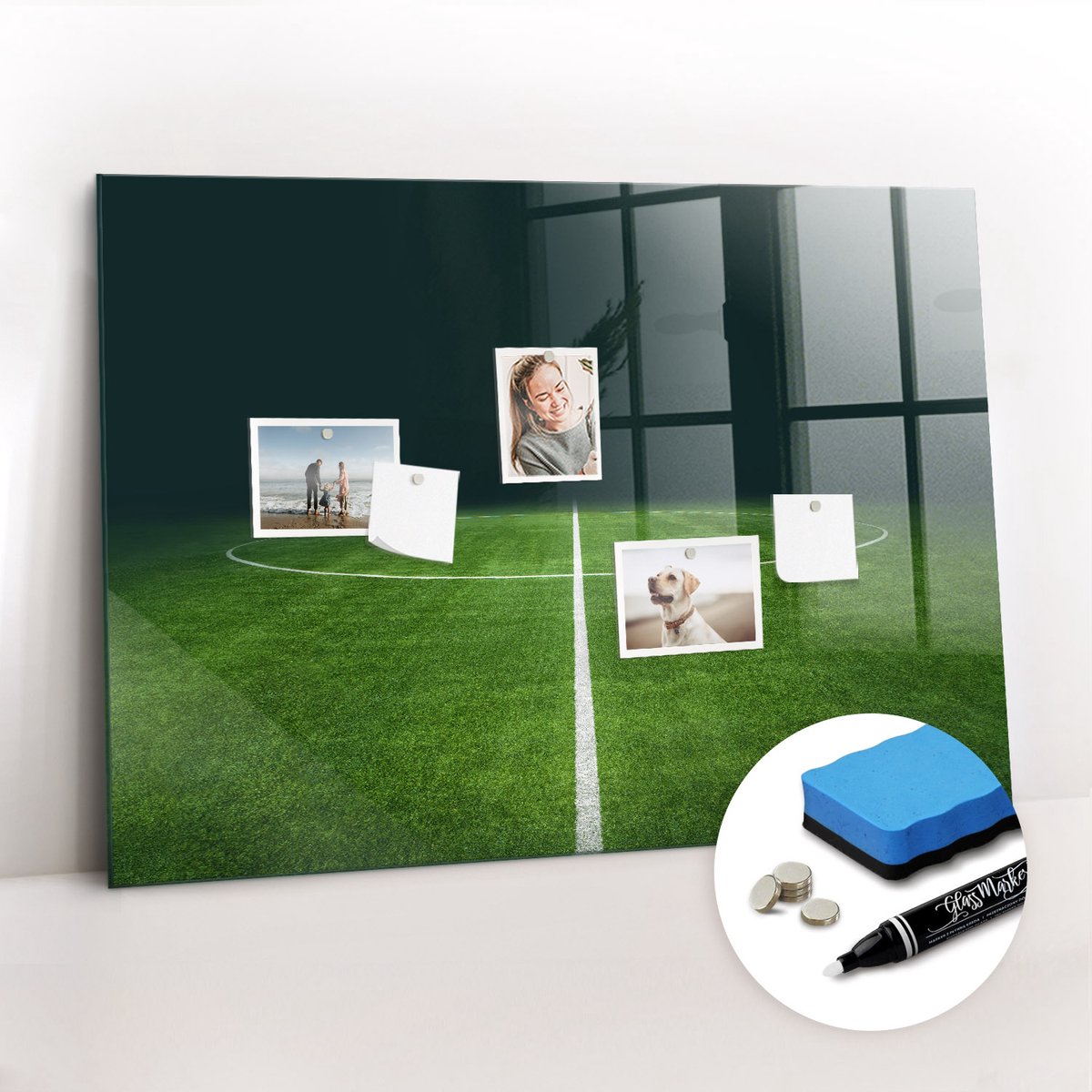 Tulup Whitebord - Voetbalveld - 100 x 70 cm - Groente Memobord Keuken - Gratis 5 Sterke Magneten + Whiteboard Marker & Wisser - Interieur Accessoires Kantoor - Magnetisch Bord Kind - Inspiratiebord Kantoor