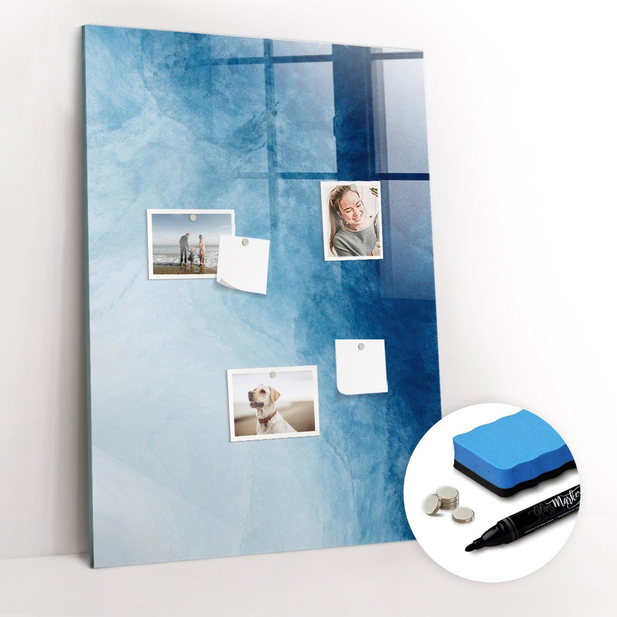 Tulup Whitebord - Waterwinning - 70 x 100 cm - Blauw Magneetbord Muur - Gratis 5 Sterke Magneten + Whiteboard Marker & Wisser - Interieur Accessoires Kantoor - Magnetisch Bord - Ideeënbord Thuiswerkplek