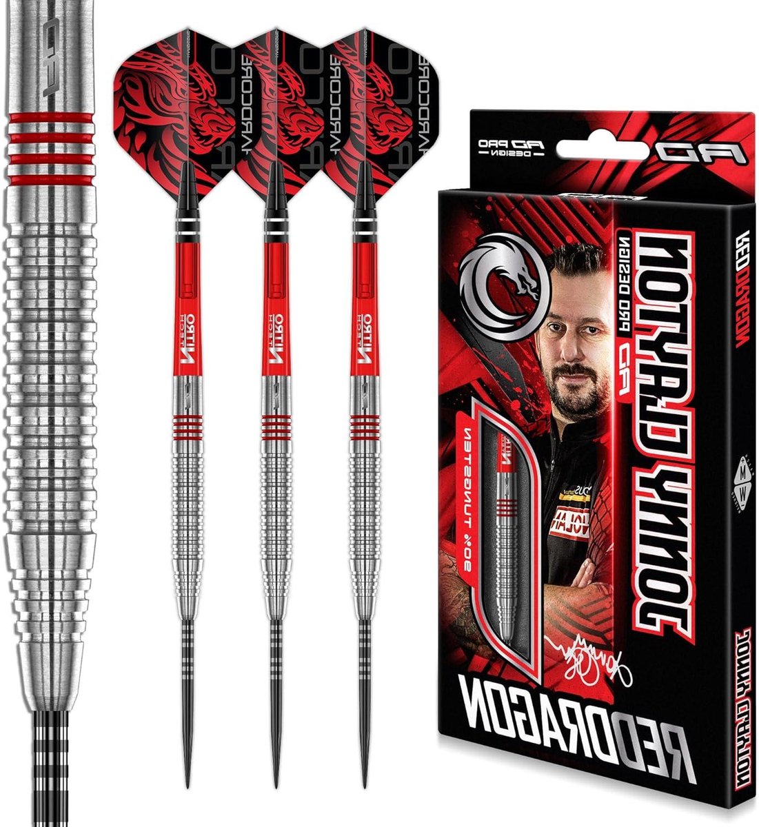 Dartpijlen 90% Wolfraam - Stalen Darts Professioneel - Precisie Werpen - Match Weighed Consistentie - 25 gram - Zilver en Rood