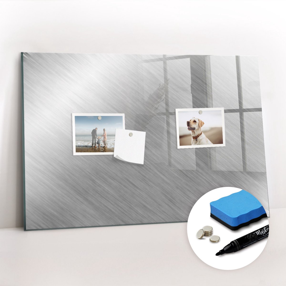 Tulup Whitebord - Metalen wand - 60 x 40 cm - Grijs Memobord Magnetisch - Gratis 5 Sterke Magneten + Whiteboard Marker & Wisser - Wanddecoratie Kantoor - Magnetisch Bord Kind - Productiviteit Tools
