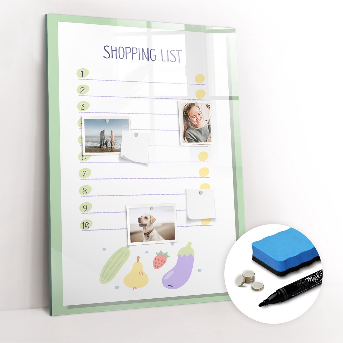 Tulup Whitebord - Boodschappenlijst - 70 x 100 cm - Veelkleurig Magnetisch Bord - Gratis 5 Sterke Magneten + Whiteboard Marker & Wisser - Interieur Accessoires Kantoor - Magneetbord Design - Planning Muur