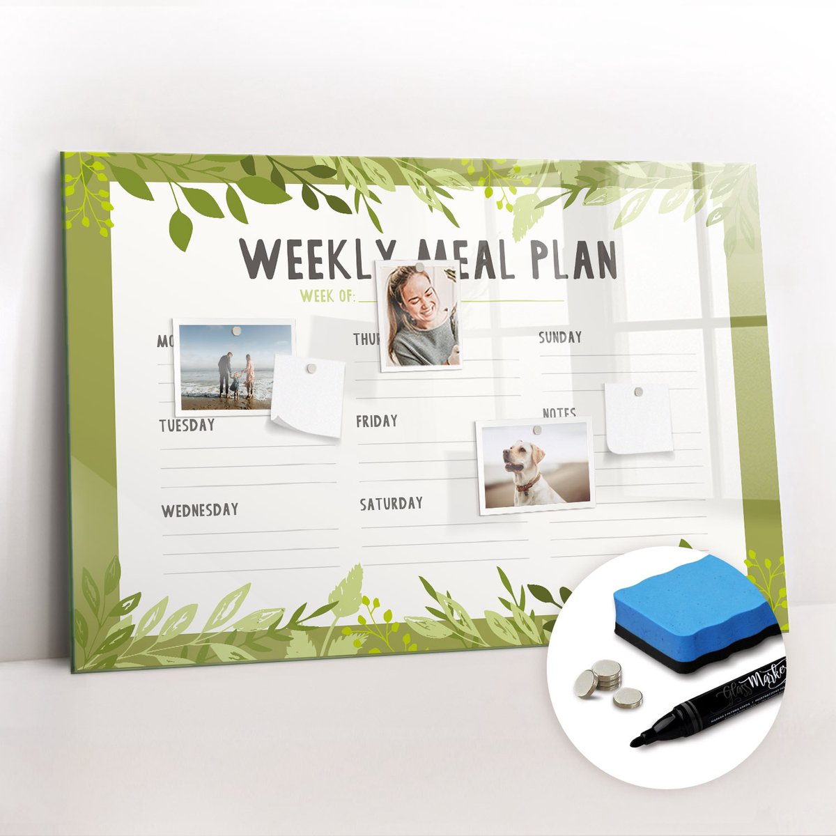Tulup Whitebord - Wekelijks fitnessmenu - 90 x 60 cm - Groente Memobord Magnetisch - Gratis 5 Sterke Magneten + Whiteboard Marker & Wisser - Wanddecoratie Kantoor - Magneetbord Keuken - Productiviteit Tools