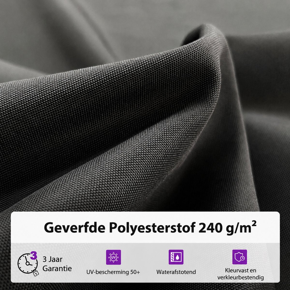 Purple Leaf Ronde zweefparasol met ledverlichting Ø330 cm - Grijs