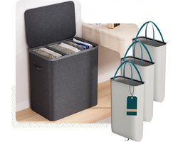 Zavio® Wasmand 3 Vakken - Wassorteerder - Wasmand - Antraciet