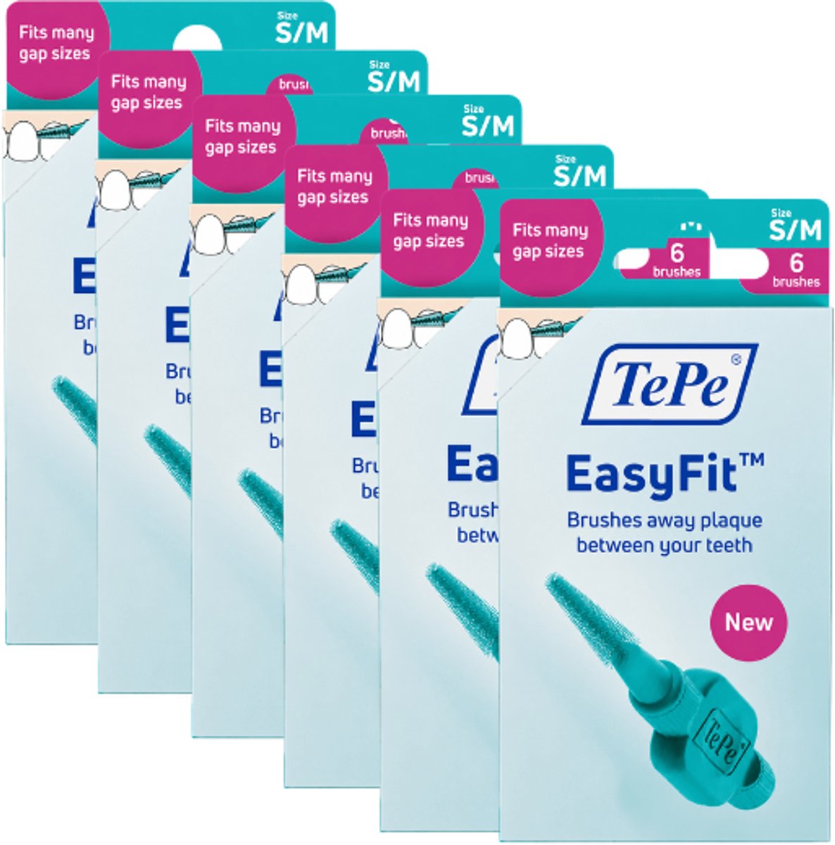 TePe EasyFit Interdentale Ragers Maat S/M Blauw (Turquoise) - 6 x 6 stuks