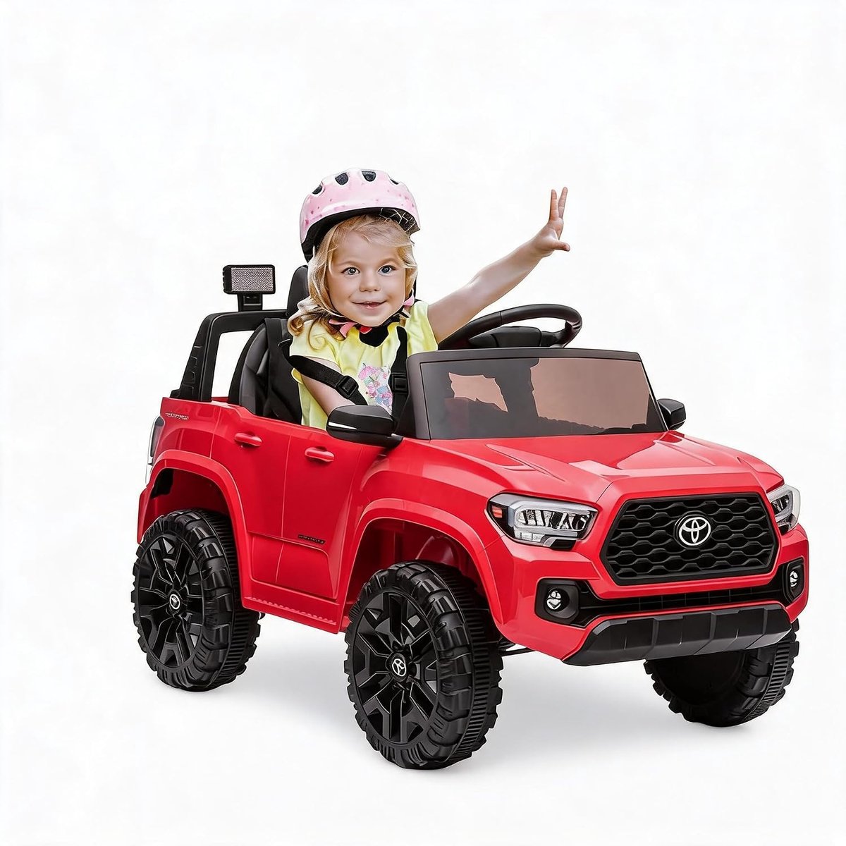 Triumpunpre - Elektrische kinderaudio Toyota 12V - afstandsbediening veiligheidsgordel LED verlichting speelgoedvoertuig - 3 tot 8 jaar Rood