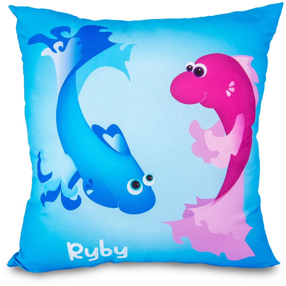 Dierenriem Vissen - Kinderkussen / Sierkussen - 40x40 cm - Blauw - Oeko-Tex Gecertificeerd