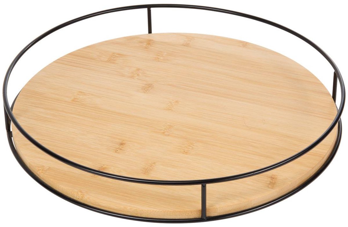 Rond draaiplateau van bamboe en staal BLACK BAMBOO