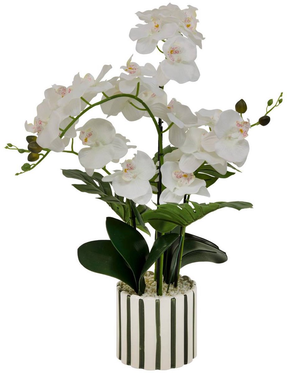 Kunstbloem orchidee H81 cm in steengoed pot ASIA