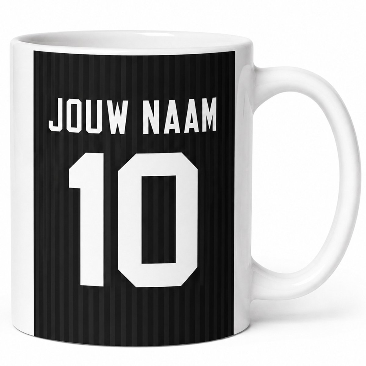 Voetbalmok Allstar Collection – Kleur Zwart – Gepersonaliseerde Mok met Naam en Rugnummer – Voetbal Mok – 325 ml