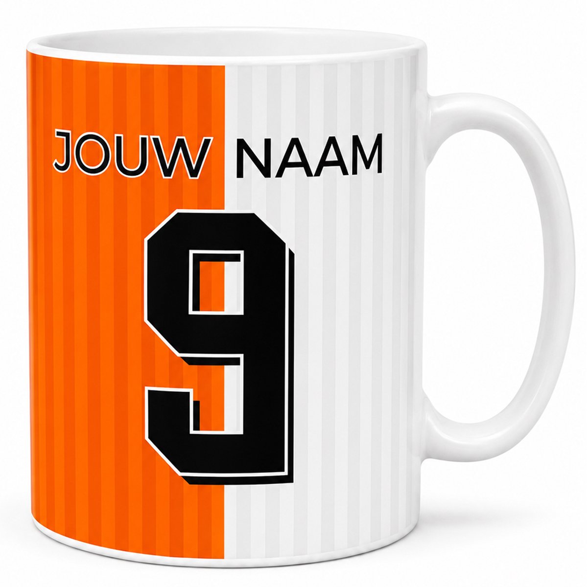 Voetbalmok Fan Collection – Kleur Oranje – Gepersonaliseerde Mok met Naam en Rugnummer – Voetbal Mok – 325 ml