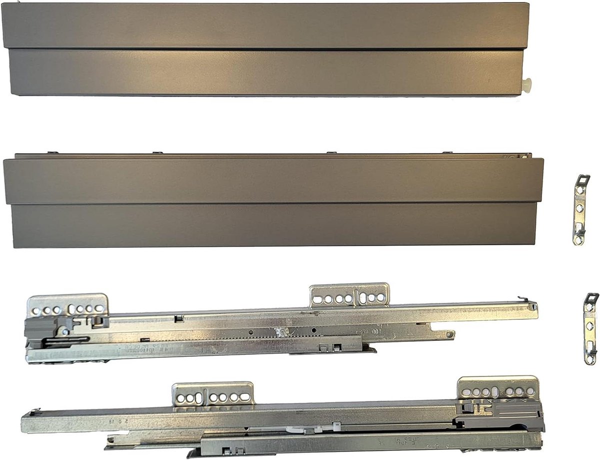 Ladesysteem Set - Ladegeleiders - Keuken Organiseren - Gedempt Soft-Close - Hoogte 63 mm - Stone