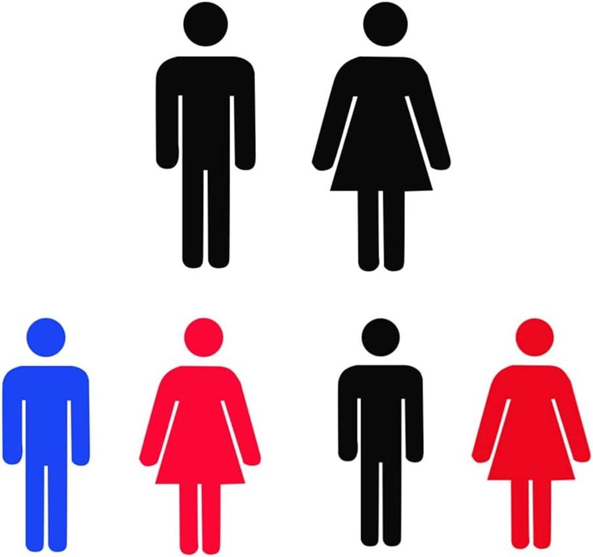 Toiletbord Man Vrouw - WC Pijl Bordjes - Aanwijzen Toiletten - Zelfklevend Acryl - 15 x 8.4 cm - Zwart