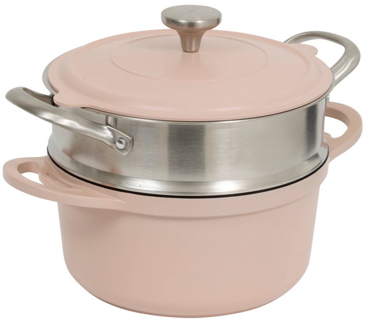 Kookpan van 24 cm van gegoten aluminium met stoommandje ALURO