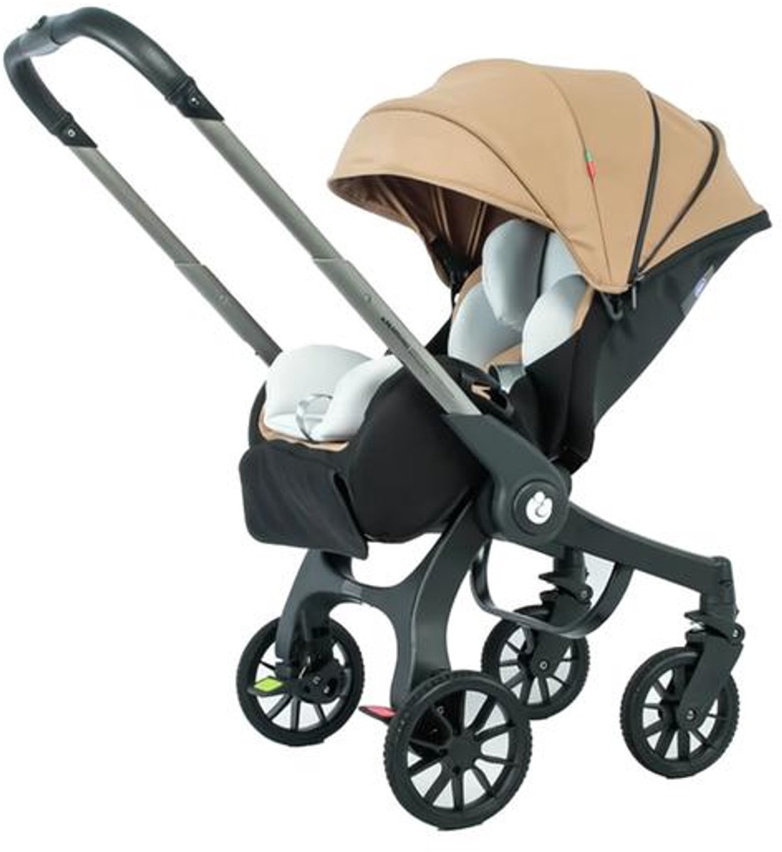 4-in-1 Kinderwagen Met Autostoel en Reiswieg - Opvouwbaar -Abrikoos.