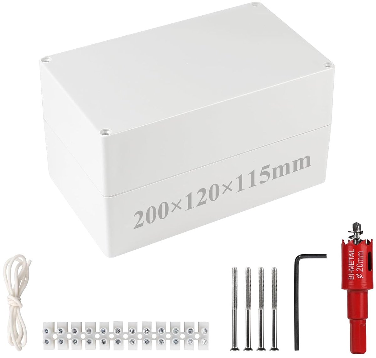 SnelShoppen - Waterdichte IP66 Aansluitdoos voor Vochtige Ruimtes, Opbouw 200 x 120 x 115 mm, Voor Ø6-12 mm Kabels, Inclusief 10 M20 Kabeldoorvoeren e