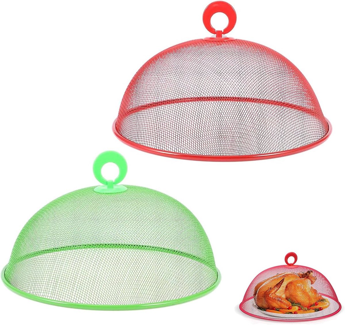 Food Blankets, 2 Pcs Metal Food Clocks, Mesh Food Blanket Food Dome Lid for Parties Fruit Meals BBQ Picnic (2 Colors - ShopVlot
