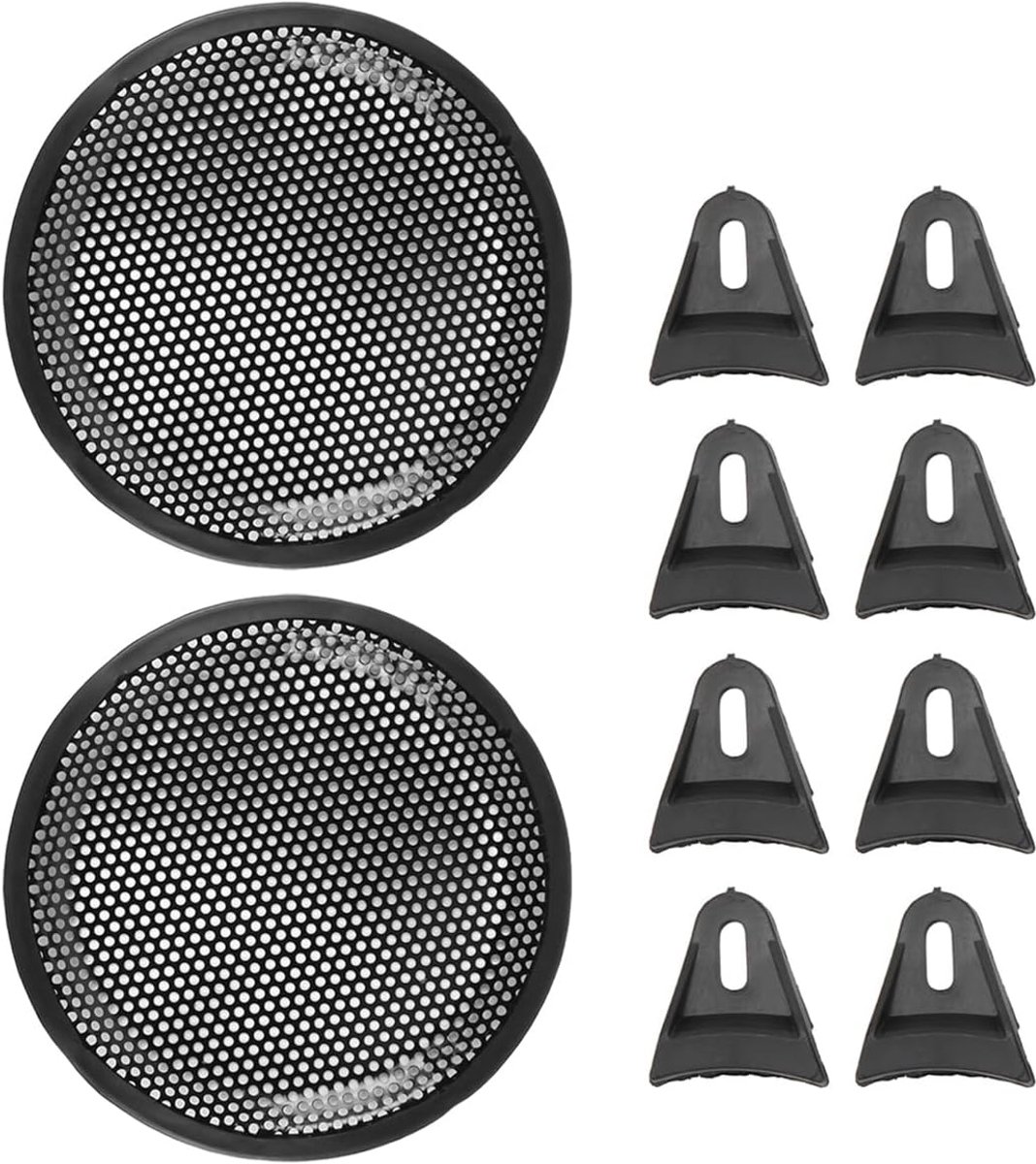 SnelShoppen - 2 Sets van 8 Inch Subwoofer Gaas Grille Covers met 4 Drukvoeten en Schroeven - Geschikt voor de meeste Auto's en Campers, Duurzaam Metaa
