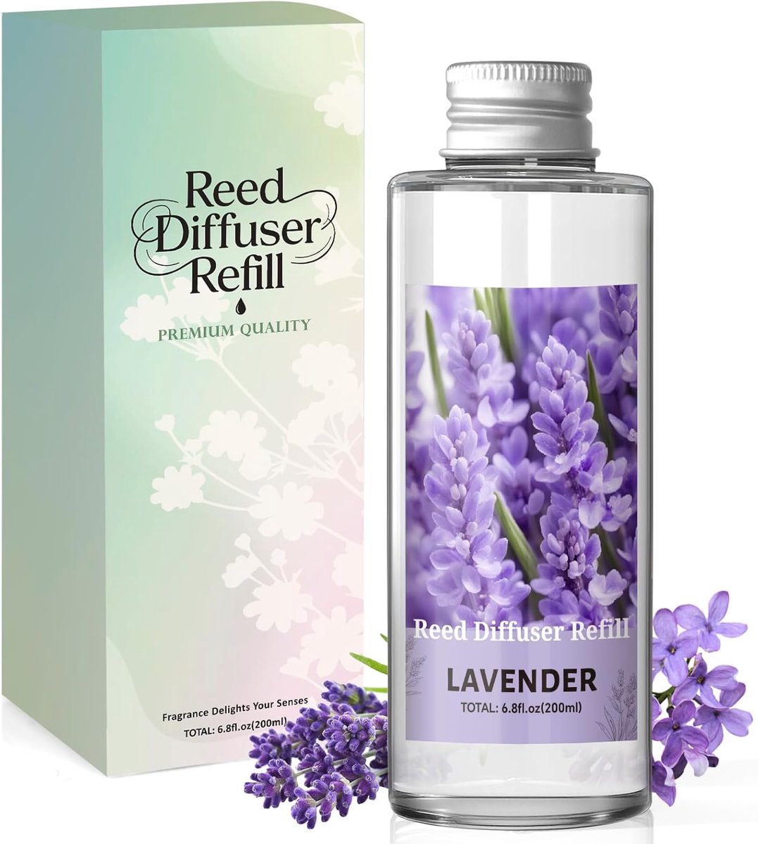 SnelShoppen - Refill Pack Geurdispensers Lavendel 200ml - Langdurige Luchtverfrisser voor Woonkamer, Slaapkamer, Badkamer en Kantoor