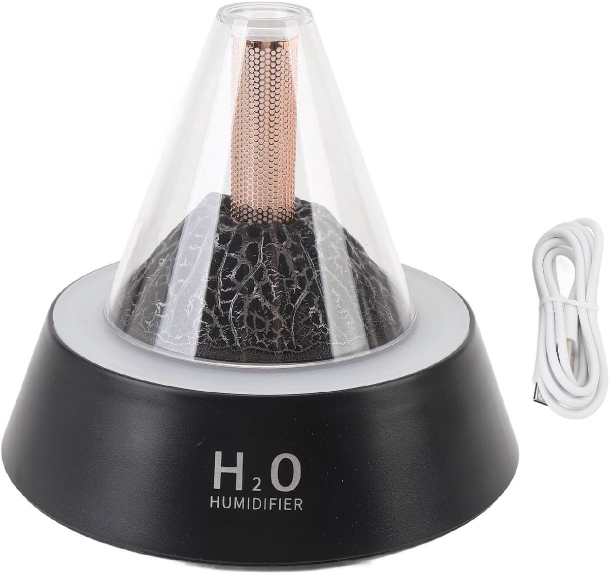 SnelShoppen - Essentiële Olie Vulkanus Diffuser Luchtbevochtiger 80ml Aroma Diffuser met Warm Licht RGB Waterloos voor Thuis Slaapkamer Kantoor ABS Ma