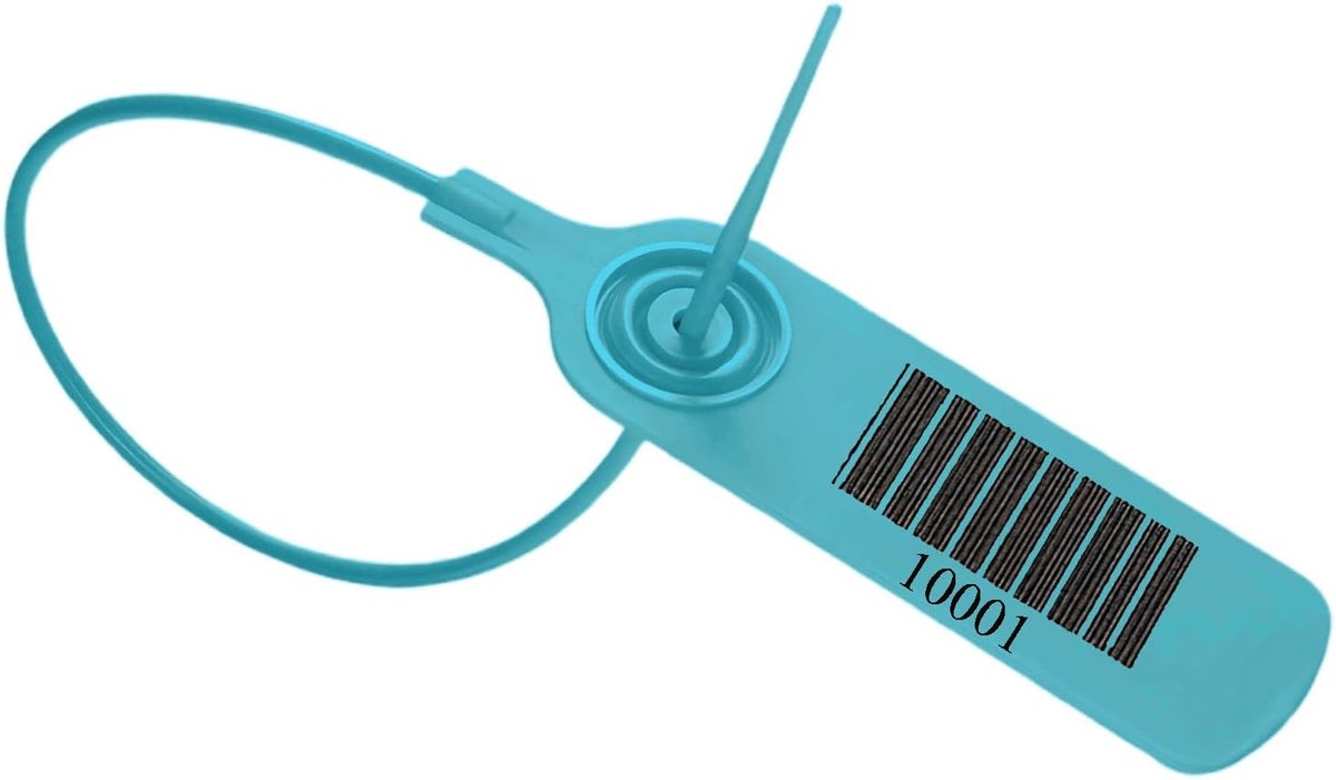 Pack of 100 Plastic Seal Seals, Pull-Through Seal, Blombe for First Aid Closing Products, Barcode + Various Numbers - ShopVlot