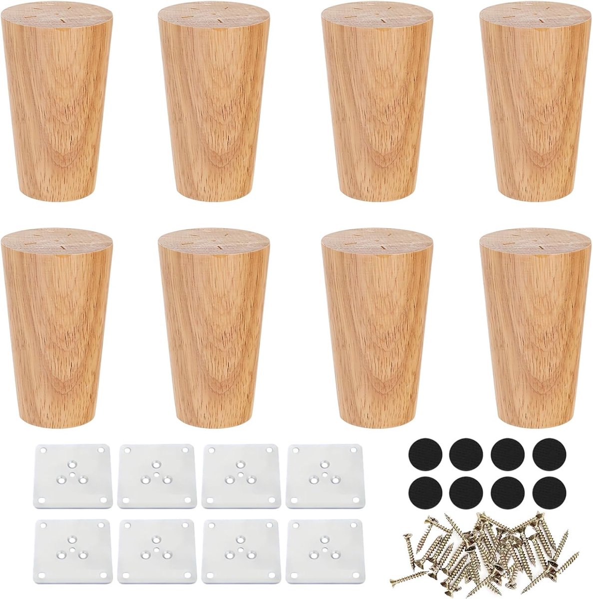 8 cm Furniture Legs Oak, 8 Pieces Furniture Legs Oak Legs for Furniture, Wood Colour Legs for Chest of Drawers, for - ShopVlot