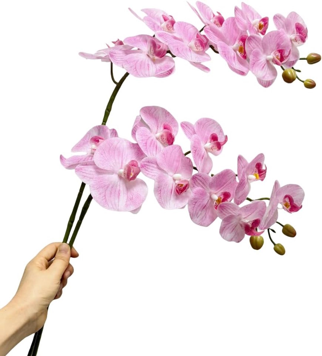 2Pcs Orchid Stems 38 Inch Artificial Flowers Real Touch Latex Faux Phalaenopsis Branches White Artificial Flowers for - ShopVlot