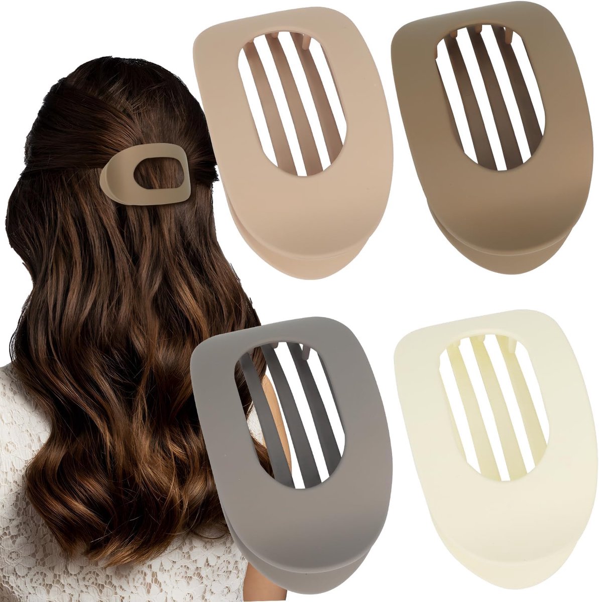 SnelShoppen - 4 Stuks Neutrale Kleur Matte Plat Haarspeldjes voor Vrouwen - Elegante Haaraccessoires voor Fijn en Dik Haar - Perfect voor Feestelijke