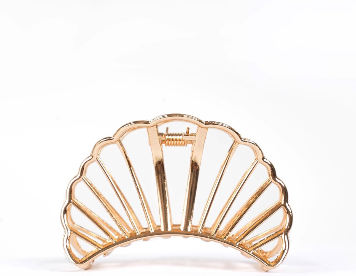 Hair Clip, Large Golden Hollow Shell Hair Clip for Women and Girls, Metal Claw Clip for Thick Hair, Non-Slip Stylish - ShopVlot