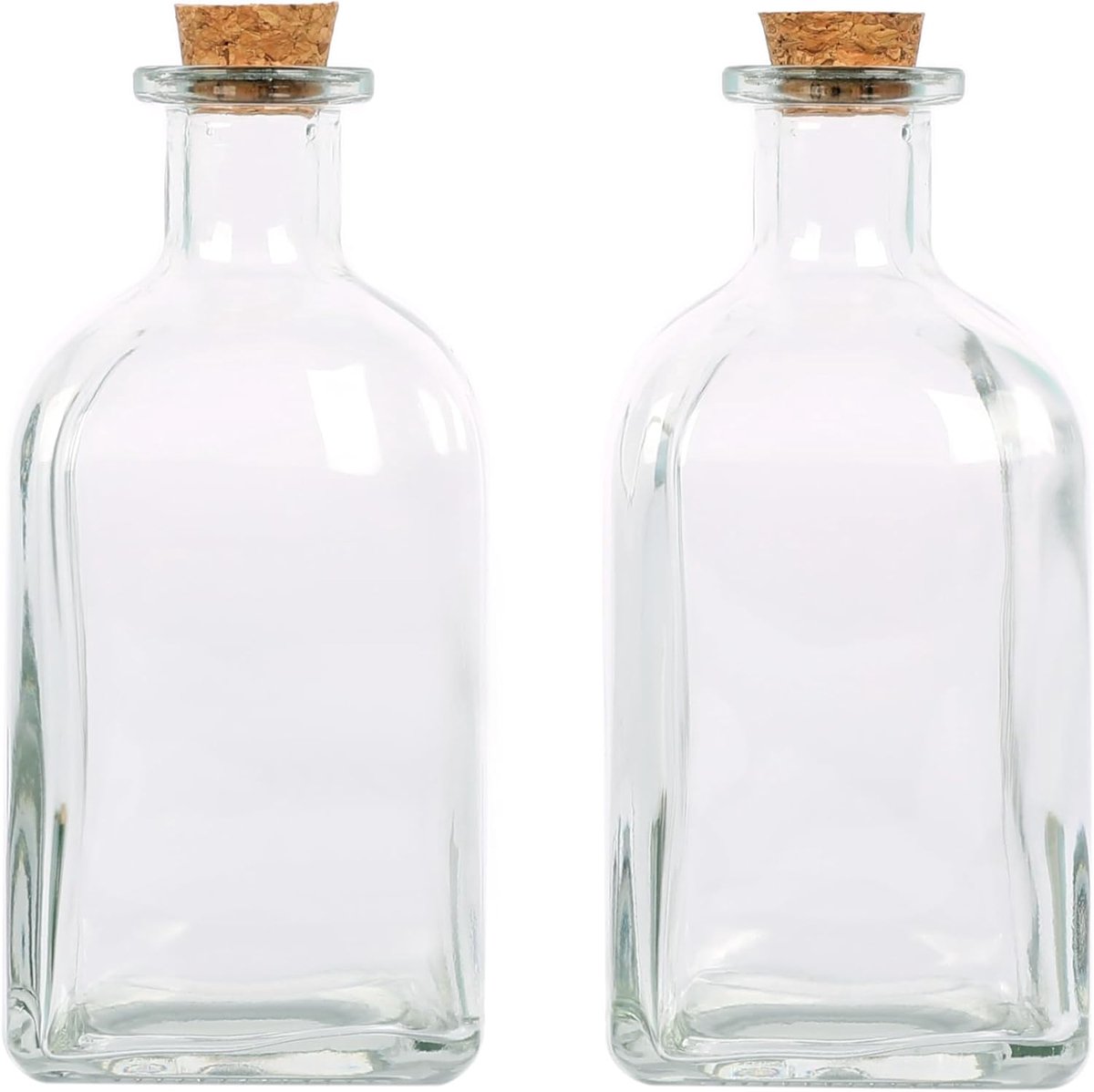 Decoratieve Glazen Flessen 250 ml - Set van 2 - Met Kurken Stopper - Voor Interieur en Creatieve Projecten - ShopVlot