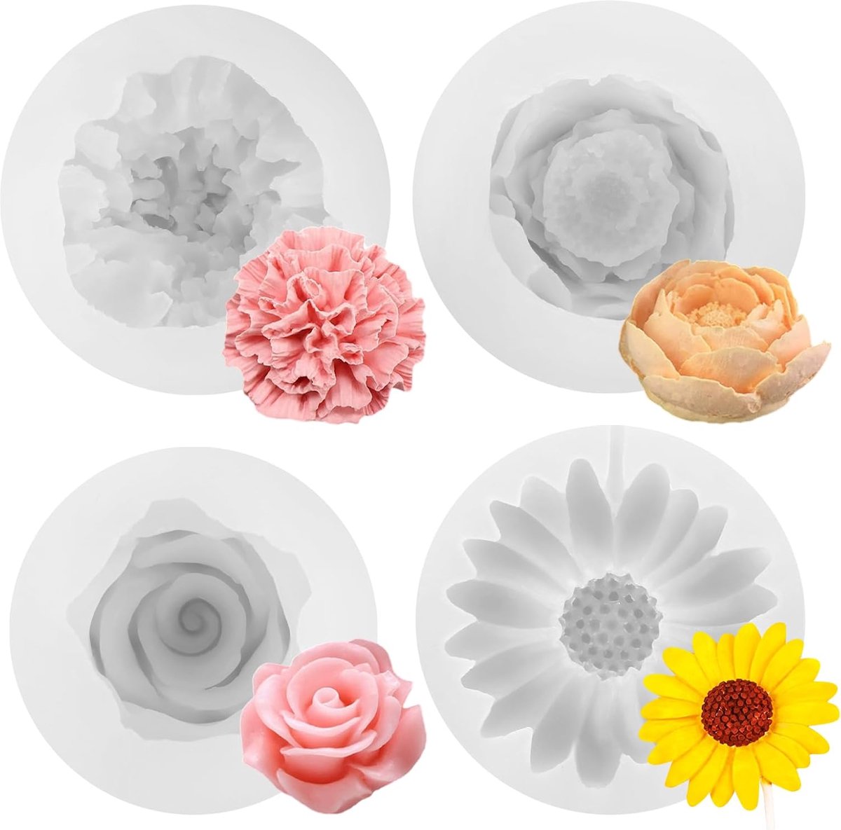 Silicone Candle Moulds Flowers Casting Moulds Candle Mould for Casting DIY Candles Soap Home Decor Plaster Craft - ShopVlot