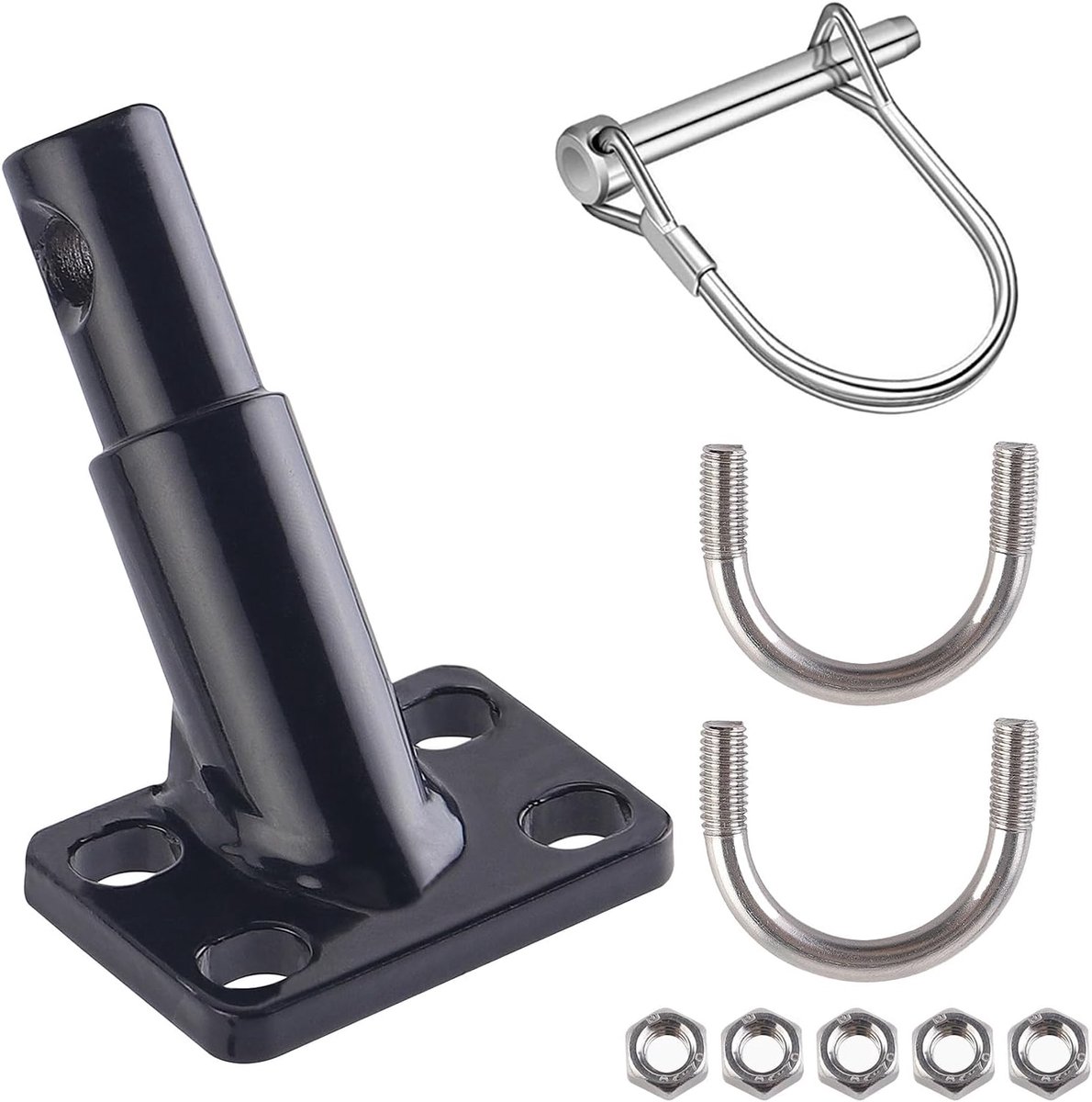 SnelShoppen - Universele Fietsaanhanger Koppeling 17 mm - Robuuste RVS Koppeling met Beveiligingspen en Adapter - Geschikt voor Hondentrailer, Kindert