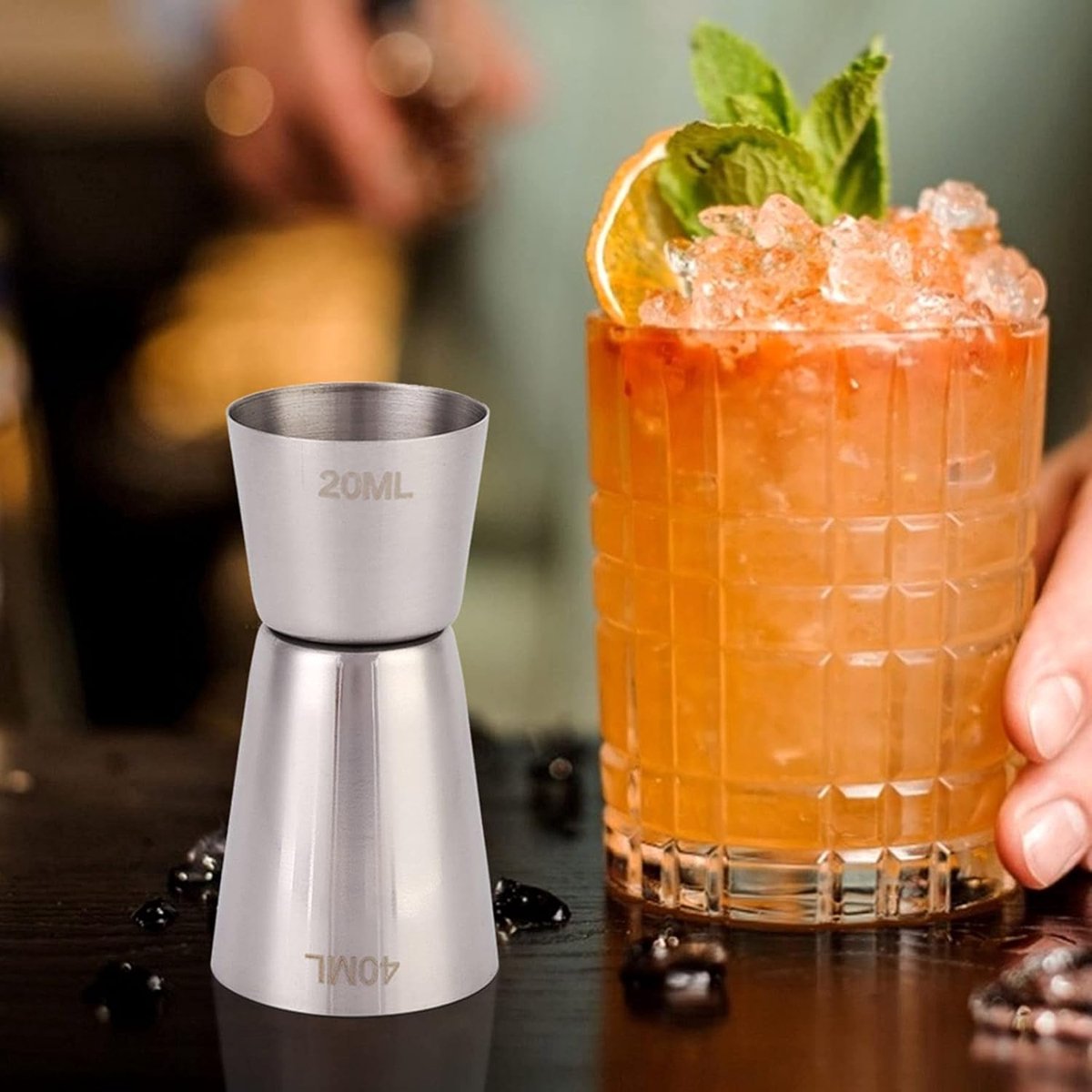 SnelShoppen - Dubbele Jigger RVS Cocktail Maatbeker voor Bar - Hoogwaardige 304 Roestvrij Staal - Perfect voor Mixen van Cocktails - Ideaal voor Feest