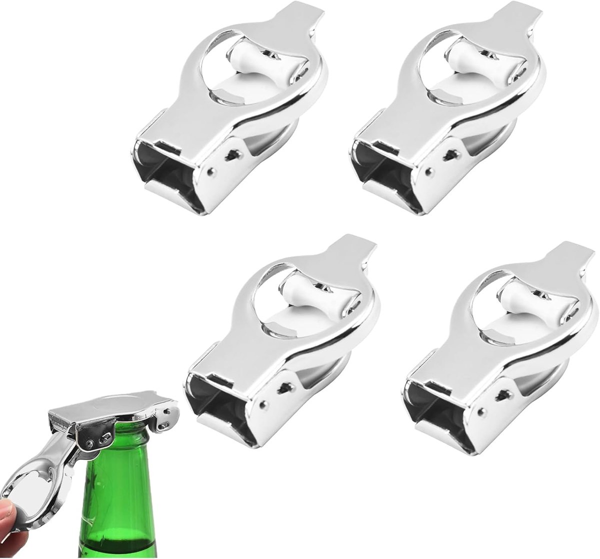 4 Pcs Bottle Opener, Metal, Beer Bottle Cap Stainless Steel, Beer Bottle Opener, Bottle Stopper Beer Bottles - ShopVlot