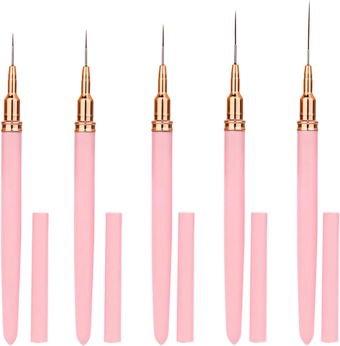Nail Brush Set 5 Stuks - Nylon Haren - Verschillende Maten - Perfect voor Nail Art - ShopVlot