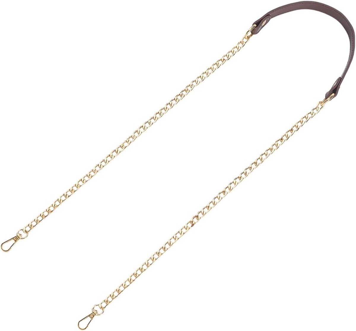 SnelShoppen - Faux Leren Handtasriem met Gouden Ketting, 1.2 Meter, Verstelbare Schouderband, Accessoires voor Handtassen, Koffiebruin, DIY Handtas